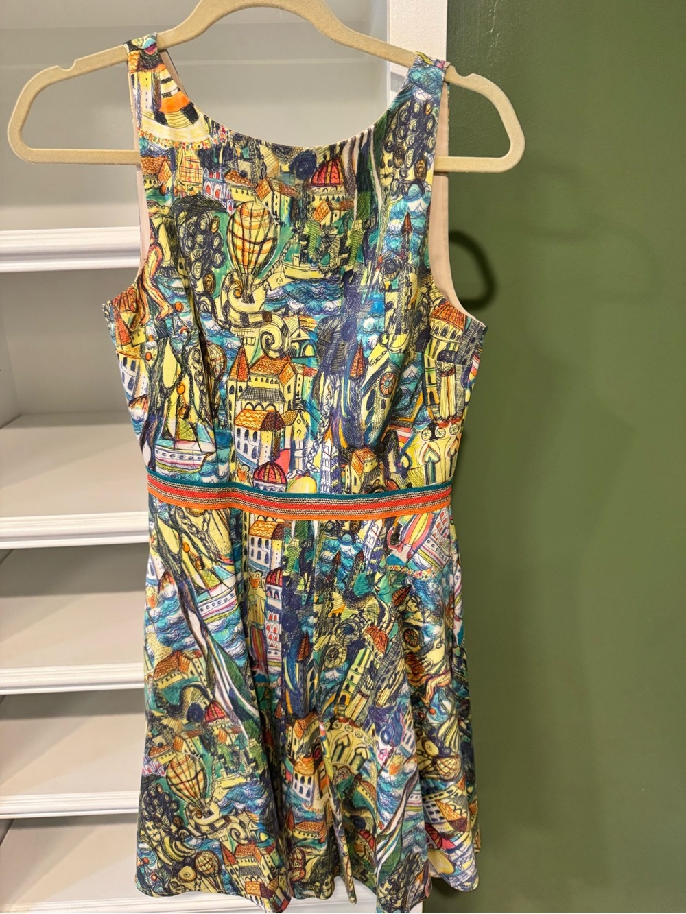 Weston Wear Multicolor Illustrated Dress - Yellow, Blue, Green